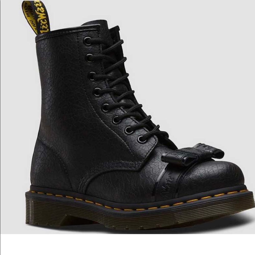 Dr Martens Black leather with bow.